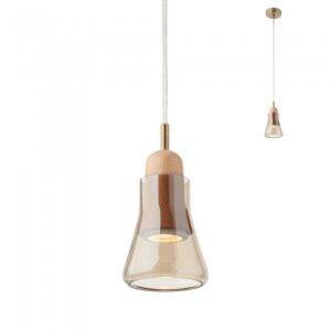 Suspensie Redo Upper, alama antica, sticla suflata cognac, D.9cm, 1XGU10, 01-1518
