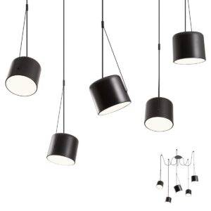 DODO LUSTRĂ 5X42W E27 20/250cm NEGRU MAT, 01-1828