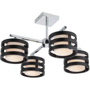 Plafoniera tip lustra Kim 01-627, 4 x E14, crom + alb + wenge