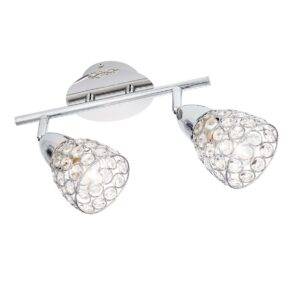 Plafoniera Glam 04-373, 2 x E14, metal cromat cu decoratiuni din sticla