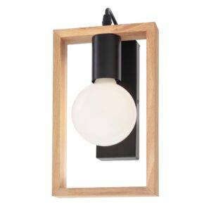Aplica Timber 01-1663, 1 x E27, negru mat + lemn de fag natur