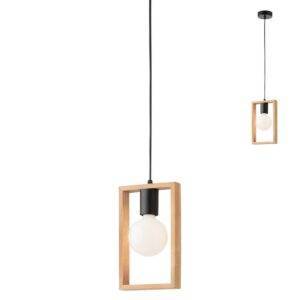 Suspensie Timber 01-1664, 1 x E27, negru mat si lemn de fag natur