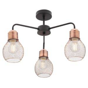 Plafoniera Edison 01-1576, 3 x E27, negru + cupru