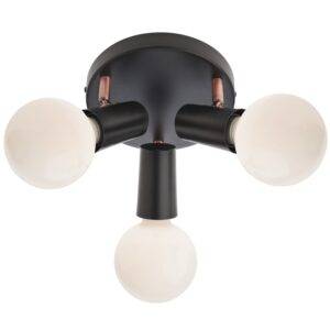 Plafoniera Dekra 04-501, 3 x E27, negru mat + cupru