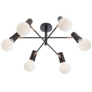 Plafoniera Dekra 04-502, 6 x E27, negru mat + cupru