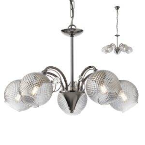 Suspensie Aspera 02-973, 5 x E14, negru + transparent