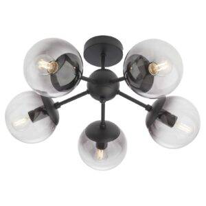 Plafoniera Semia 01-2177, 5 x E14, negru + transparent