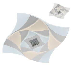 Plafoniera LED Stratos, 63W, lumina calda / neutra / rece, telecomanda, dimabila, alb mat + satin + transparent, 01-2341
