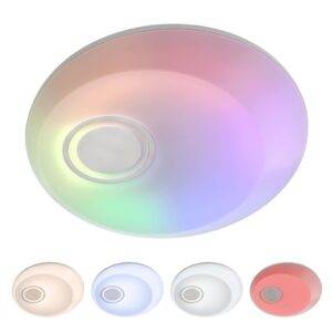 Plafoniera LED Nebula 05-920, 48W, 2650lm, lumina calda / rece / RGB, cu telecomanda, alba