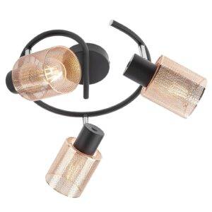 Plafoniera Pons 04-525, 3 x E27, negru mat + aur roz