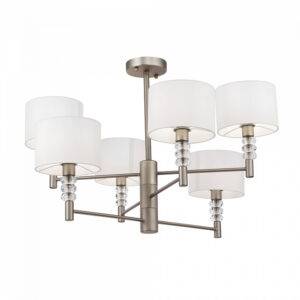 Candelabru cristal Lincoln , D.74cm, 6xE14, 60W, alb, structură metalică argintie, MOD527PL-06N