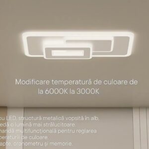 Plafoniera LED Stratos, 47W, lumina calda / neutra/ rece, telecomanda, dimabila, alb mat, L.40cm, 01-3017