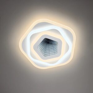 Plafoniera LED Stratos, 77W, lumina calda / neutra / rece, telecomanda, dimabila, alb mat + satin + transparent, 01-2342