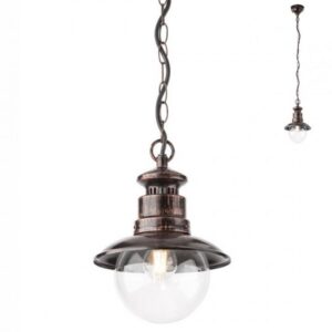 Suspesie exterior Scott Bk/Cooper, 1 x E27, negru cu patina cupru, 9046