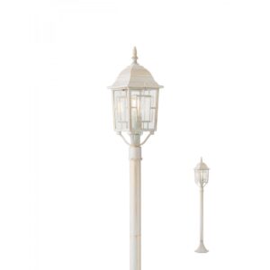 Stalp pentru exterior Melton, 1 x E27, H 99 cm, alb mat cu patina aurie, Smarter, 9711