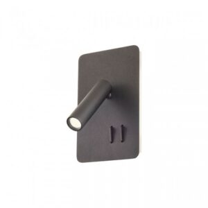 Aplica Redo QUDA SQ LONG LED 1x6W+1x3W 3000K Black, USB charger 2A, 01-2982