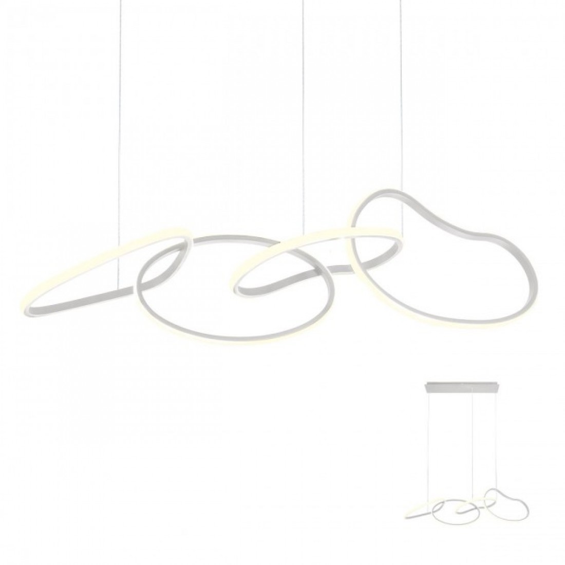 LUSTRĂ REDO BIAS LED 80W 3000K Dimabila in 3 trepte, 5800 Lm, L1200, H.1500, Alb mat, 01-2594