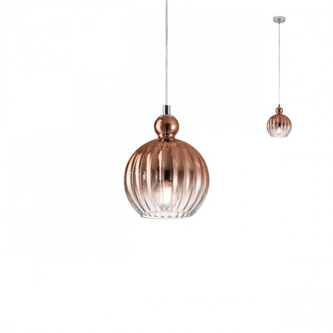 PENDUL REDO PLUMEN 1X40W E14 D150 CROM, STICLĂ CUPRU DEGRADE, 01-2064