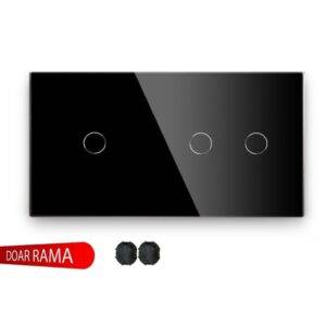 Panou întrerupător simplu+dublu din sticlă M1