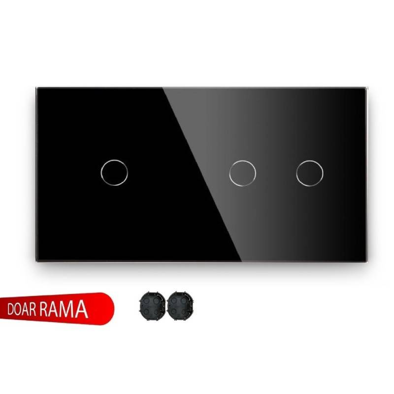 Panou întrerupător simplu+dublu din sticlă M1