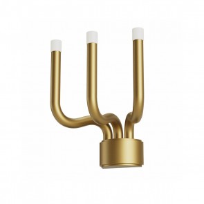 LUXOR - Art.01-3225 Aplică pentru interior, echipată cu LED-uri SMD 12W cu temperatura de culoare alb cald 3000K. , structură din metal și aluminiu vopsită auriu mat dispersoare din acril satinat.