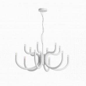 LUXOR Candelabru pentru interior, Redo, echipat cu LED-uri SMD 54W cu temperatura de culoare alb cald 3000K, structură din metal și aluminiu vopsită alb lucios dispersoare din acril satinat, 01-3227