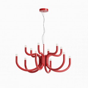Candelabru REDO LUXOR, 54W, temperatura de culoare alb cald 3000K, structură din metal și aluminiu vopsită rosu lucios dispersoare din acril satinat, 01-3229