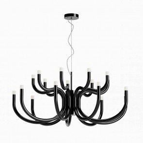 LUXOR - Art.01-3234 Candelabru pentru interior, echipat cu LED-uri SMD 81W cu temperatura de culoare alb cald 3000K , structură din metal și aluminiu vopsită negru lucios dispersoare din acril satinat.