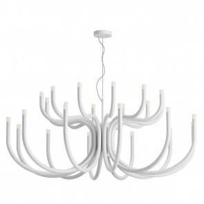 LUXOR - Art.01-3235 Candelabru pentru interior, echipat cu LED-uri SMD 108W cu temperatura de culoare alb cald 3000K, structură din metal și aluminiu vopsită alb lucios dispersoare din acril satinat.