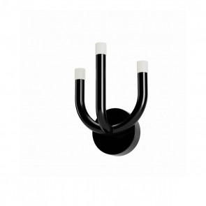 LUXOR - Art.01-3347 Aplică pentru interior, echipată cu LED-uri SMD, structură din metal și aluminiu vopsită NEGRU LUCIOS dispersoare din acril satinat. LED, 12W, 1063 lumeni, alb cald 3000K.