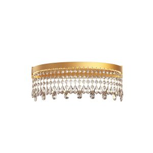 Vanesia - IVA W 11 Aplică clasica pentru interior, cu posibilitate de selectare a temperaturii de culoare a luminii, cu structură din metal și aluminiu vopsită auriu periat si decorațiuni din cristal. Echipată cu LED-uri SMD 6.5W cu temperatura de cuoare alb cald 3000K, alb neutru 4000K sau alb rece 6000K. Total flux luminos 460 lumeni.