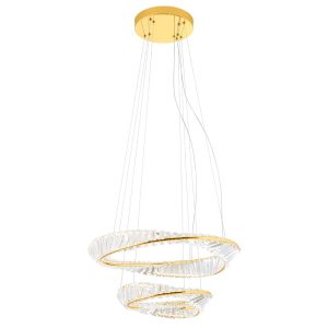 Lustră  aurie cristal OBLIGE, LED 50W, CCT 3000K/4000K/6000K, D. 600+400, dimabila în 3 pași - Incanti, IOB PS+M 11