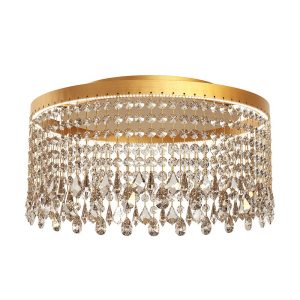 Vanesia - IVA CR S 11 Plafonieră cristal, cu posibilitate de selectare a temperaturii de culoare a luminii, cu structură din metal și aluminiu vopsită auriu periat si decorațiuni din cristal.  D.  400. Echipată cu LED-uri SMD 28W cu temperatura de cuoare alb cald 3000K, alb neutru 4000K sau alb rece 6000K, 3300Lm