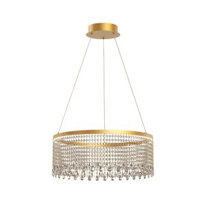 Vanesia  Suspensie cristal auriu periat, D. 600, 40W, posibilitate de selectare a temperaturii de culoare a luminii, alb cald 3000K, alb neutru 4000K sau alb rece 6000K, 4800Lm, IVA PR M 11
