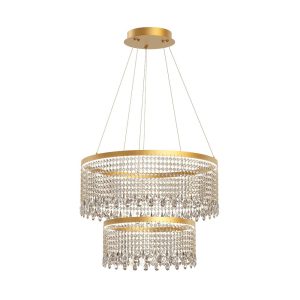 Vanesia - IVA PR S+M 11  Suspensie cristal cu posibilitate de selectare a temperaturii de culoare a luminii, cu structură din metal și aluminiu vopsită auriu periat si decorațiuni din cristal.  Echipată cu LED-uri SMD 60W cu temperatura de cuoare alb cald 3000K, alb neutru 4000K sau alb rece 6000K, 7200Lm