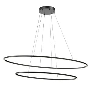 Lustră Redo Leo negru mat, 108W LED CCT, 3000/4000K dimabila în 3 trepte, 01-3343