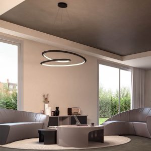 Lustra Redo Storm, negru mat, led CCT 3000/4000/6000K, 72W, 9072 lm, D.100 cm, Dimabila 3 trepte, 01-3381