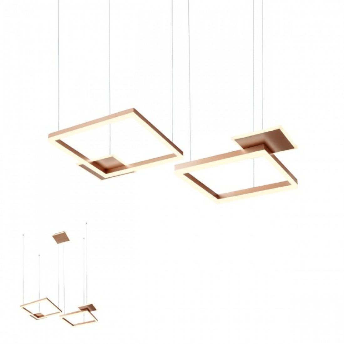 LUSTRĂ REDO SQ SIGUA LED 110W 3000K Cafeniu mat, Dimabila in 3 trepte, 01-2613