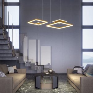 LUSTRĂ REDO SIGUA SQ LED 137W 3000K Mat Gold, Dimabila in 3 trepte, 01-2615