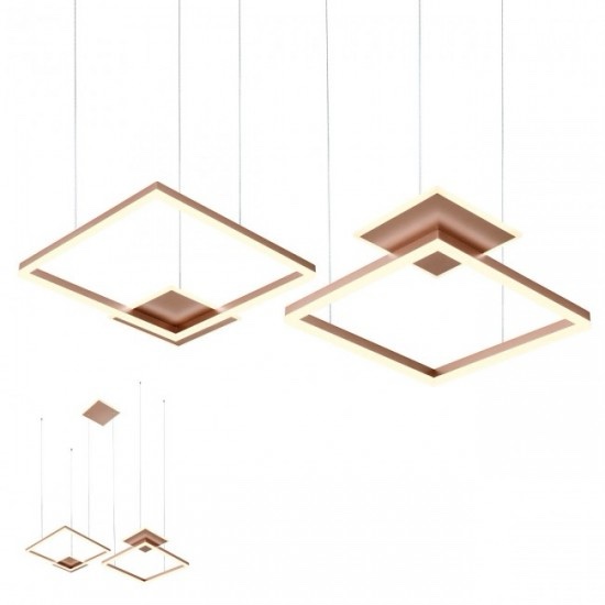 LUSTRĂ REDO SIGUA LED SQ 137W 3000K CAFENIU MAT, Dimabila in 3 trepte, 01-2616