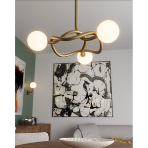 Lustra Redo Confusio, auriu mat, sticla, 3XE14, D.76 cm, 01-3256