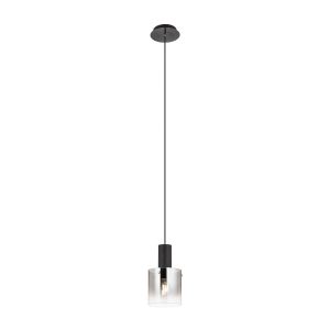 Suspensie Redo LOU 1XE27, negru, sticla fumurie, 15 cm, 01-2006