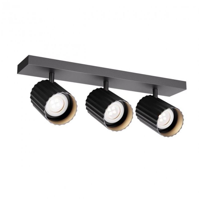 Plafoniera Redo Delphi, negru mat, 3XGU10, L.39 cm, 01-3406