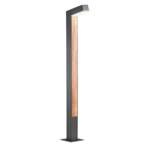 Stalp exterior Woody, gri inchis/lemn, LED, 10W,, alb cald 3000K, 1131 LM, IP54, H.92 cm, 90512