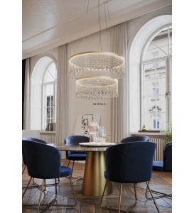 Suspensie cristal Vanesia, aur periat, LED CCT, 72W, 5160 lumeni, 3000K/4000K/6000K, D.80cm+60 cm, IVA PR M+L 11