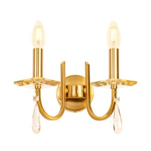 Aplica Elisir Incanti 2XE14, alama , decorațiuni de sticlă transparentă și pandantive de cristal, IES W2 23 50