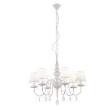 Candelabru Elizee modern alb mat, abajururi textile albe, 6xE14, IEL C6 01 01, Incanti