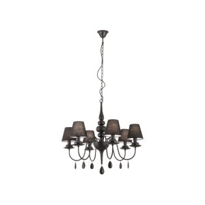 Candelabru Elizee modern negru , abajururi textile negre , 6xE14, Incanti, IEL C6 22 06,