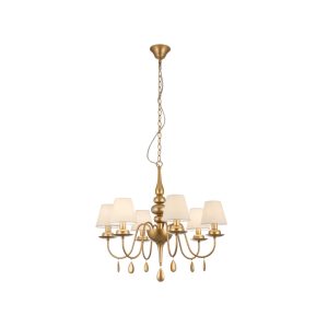 Candelabru Elizee modern bronz, abajururi textile ivoar, 6xE14/28W, IEL C6 23 02, Incanti
