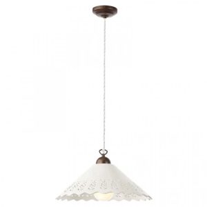 Suspensiei clasică Lea, abajur ceramică , bază metalică maron patinat, D. 31cm, 1xE27, 02-903CT31